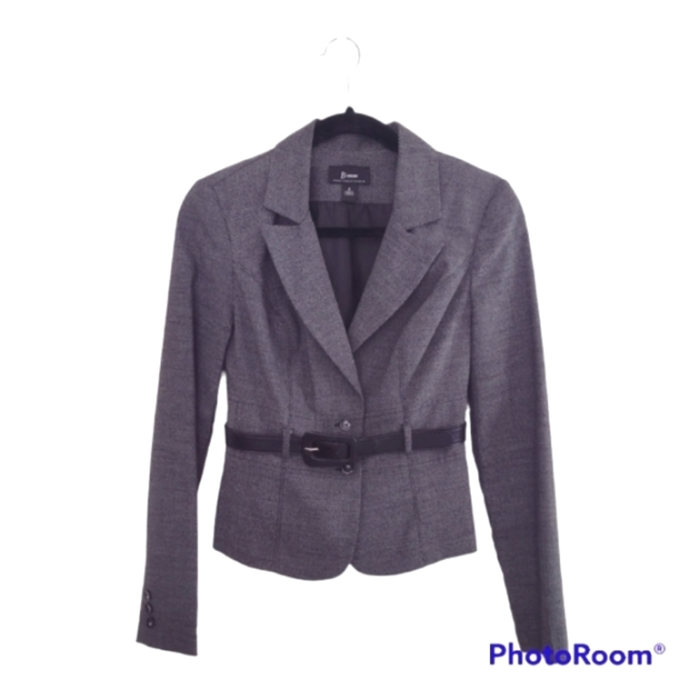 B Wear Womens Suit Jacket with belt Size Small Black and White